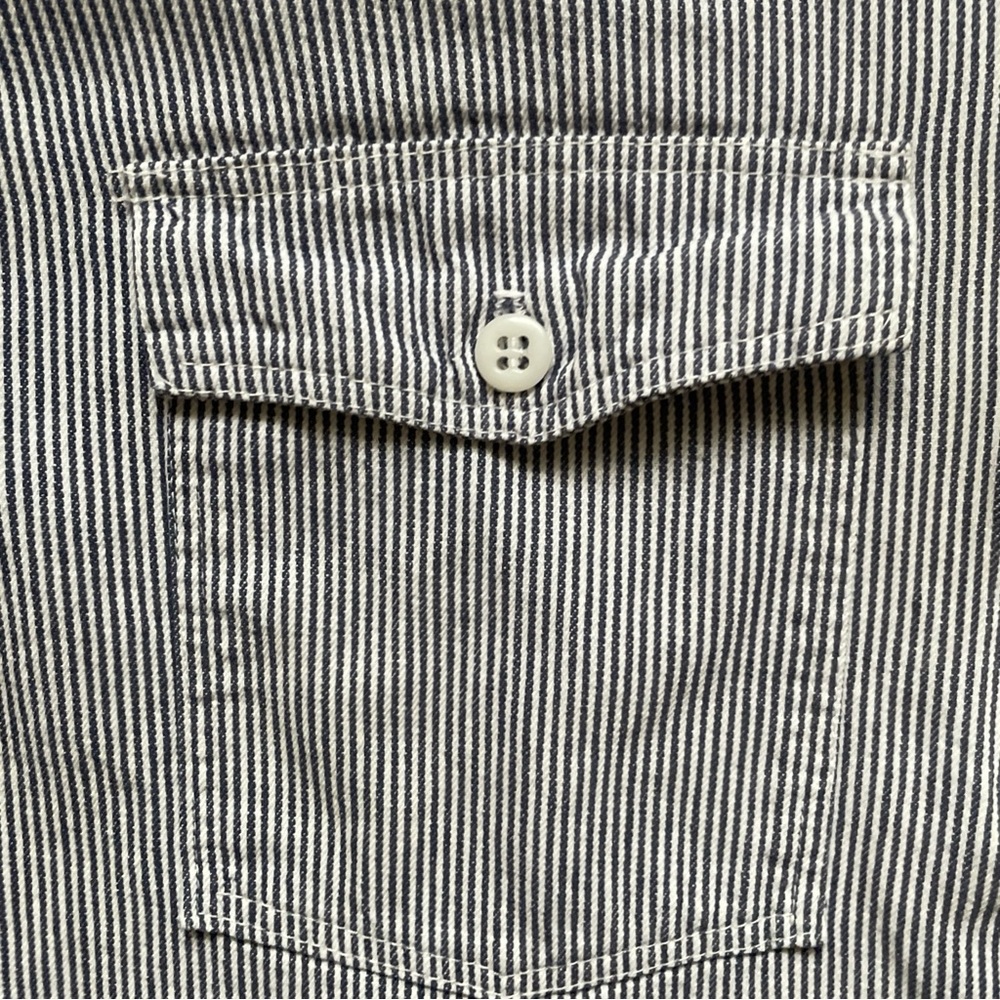 Vintage Ben Davis Hickory Stripe Work Shirt Long Sleeve 1/2 Zip Up Sz Large USA - Picture 3 of 16
